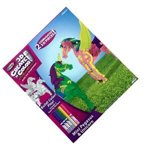 3D Puzzle Unicorn Pegasus Create Color 2 Pc Set Build Your Own Imagination Fun